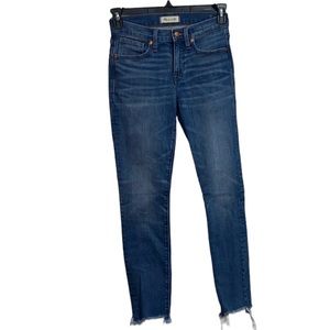 Madewell 9" High Rise Skinny Crop Jeans Women's Size 26 Blue Distressed Raw Hem